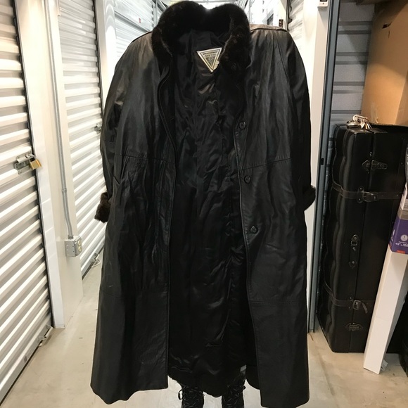 Black Leather Coat - Picture 1 of 2